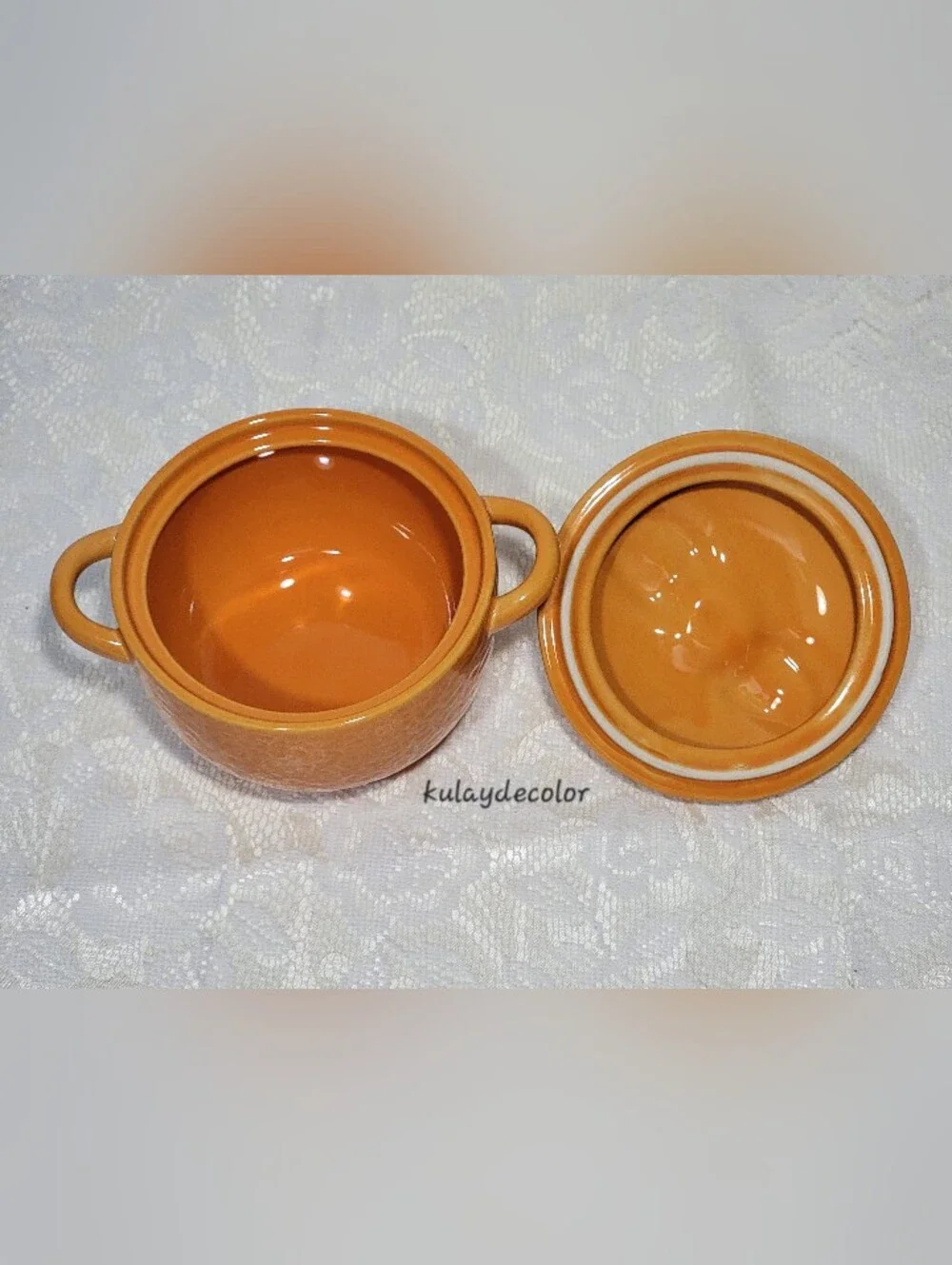 Crofton Orange Fruit Ceramic Baker Canister Jar with Lid Kitchen Decor Soup Bowl